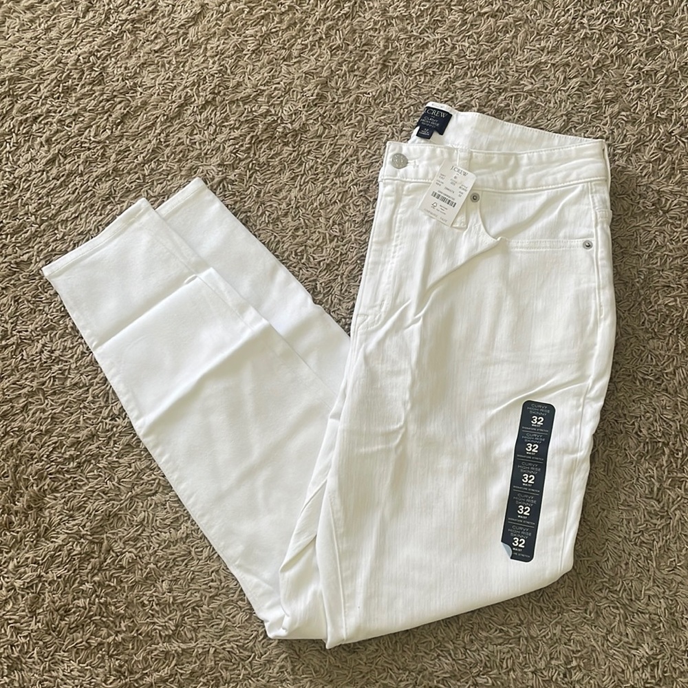NWT Womens J Crew Curvy High Rise Skinny Jeans in White